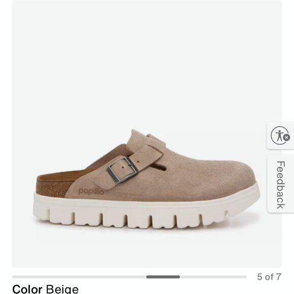 new PAPILLIO BY BIRKENSTOCK suede boston clog shoes 38 7-7.5 - Picture 3 of 5